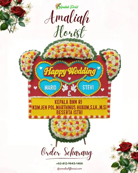 Papan Bunga Pernikahan Baru Dua